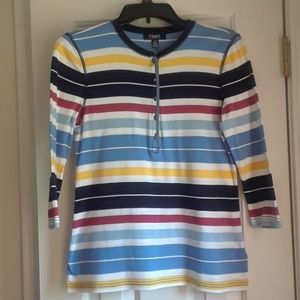 Chaps 3/4 sleeve striped top